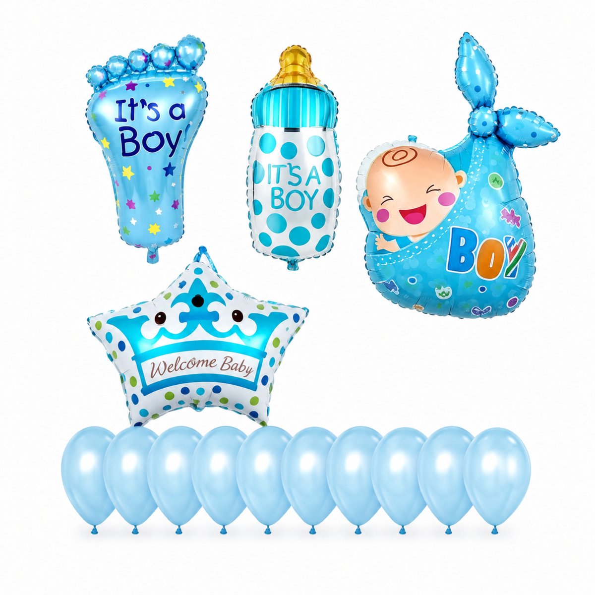 Fienosa Baby Boy Ballonnenset 15-delig – Babyshower Decoratie – It's a Boy Ballonnen – Geboorte Versiering – Gender Reveal – Welkom Baby Jongen