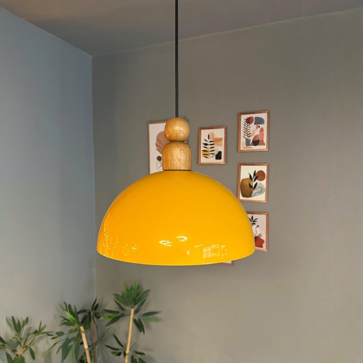 Bamyum Yimpi hanglamp, industriële Modern stijl, Ø43 cm, lichtgeel metalen lamp