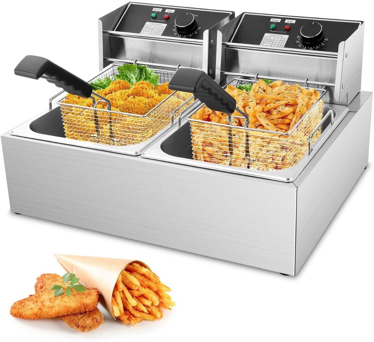 JCP® Frituurpan - Friteuse - Frituurpannen - Zilver - 44cm x 55cm x 30cm