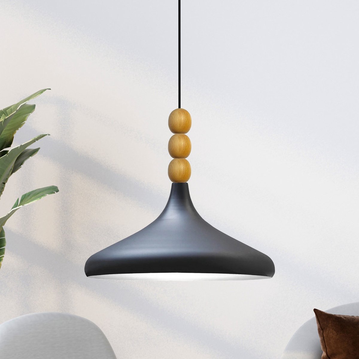 Bamyum Champion hanglamp, industriële Modern stijl, Ø35 cm, wit-zwart metalen lamp