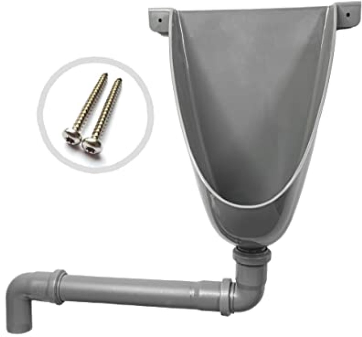 PolkaHome® Urinoir Wand-urinoir Kunststof PVC Waterloos met Afvoerbuis en 2 RVS Schroeven - voor Camping, Tuin, Kelder, Bouwplaats Toilet