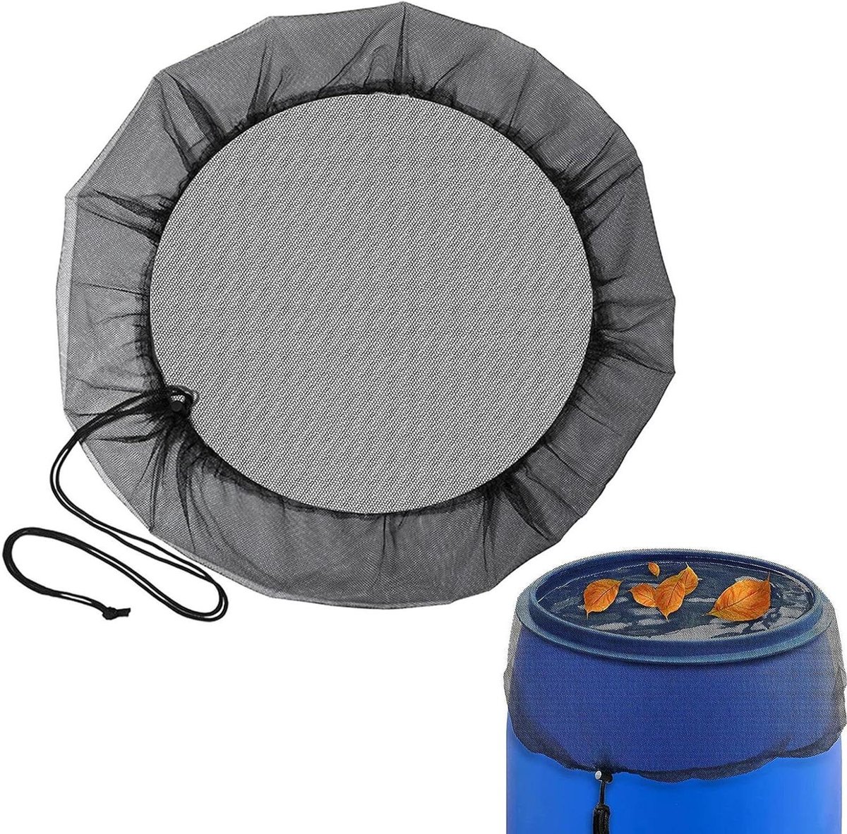 Regentonnet - Afdeknet Waterton - Water Schoon Houden - Met Trekkoord - 2 stuks - Zwart