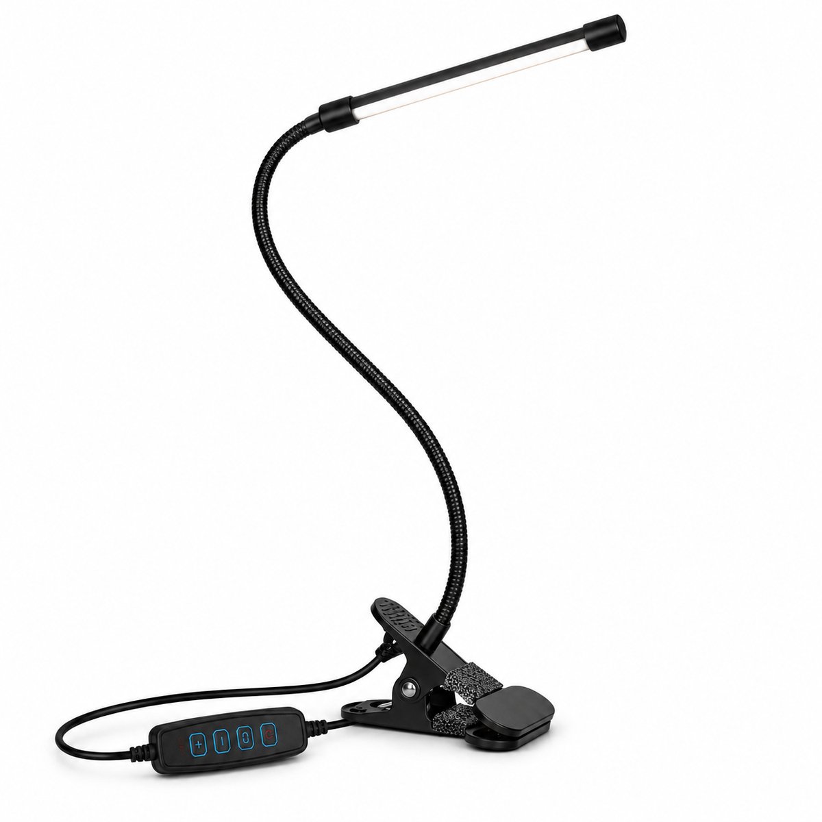 VHV - Klemlamp LED - 3 lichtkleuren en 10 helderheidsstanden - Flexibele zwanenhals met USB-voeding - Voor lezen en hobby - Zwart