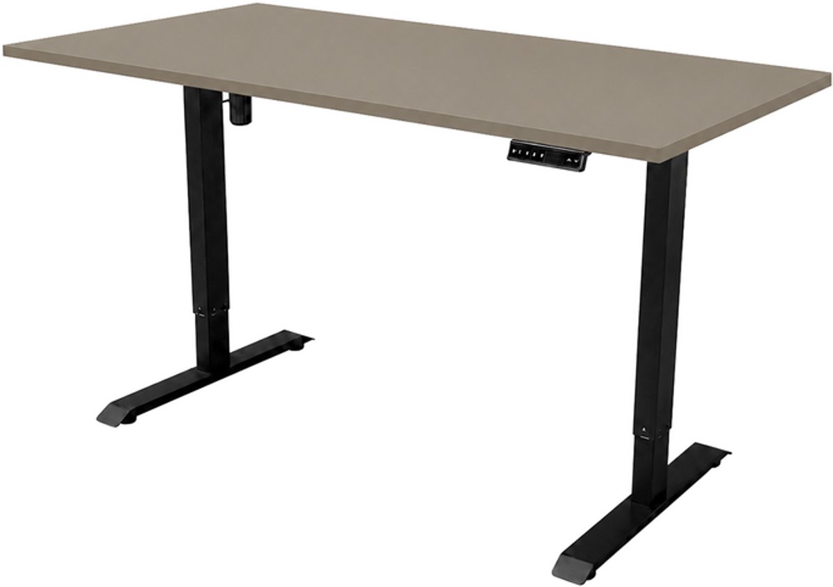 Sedero Elektrisch verstelbaar bureau - 180x80 cm - Single motor - Zwart / Taupe