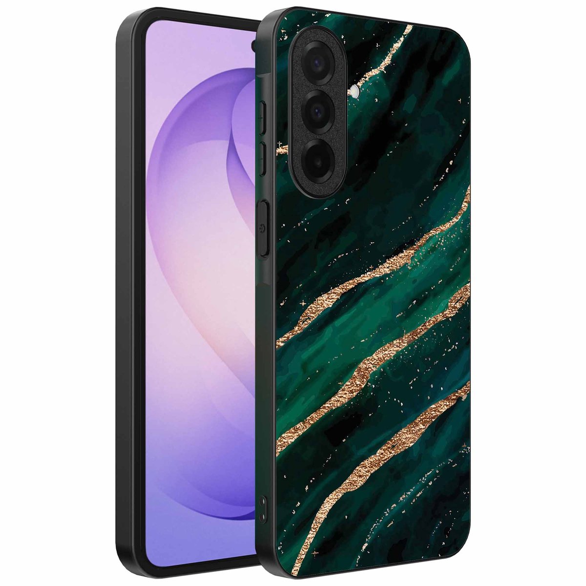 Geschikt voor Samsung Galaxy S26 Telefoonhoesje met marmer opdruk - TPU backcover case marble design - Goud Groen - Smartphonica geschikt voor Samsung Galaxy S26