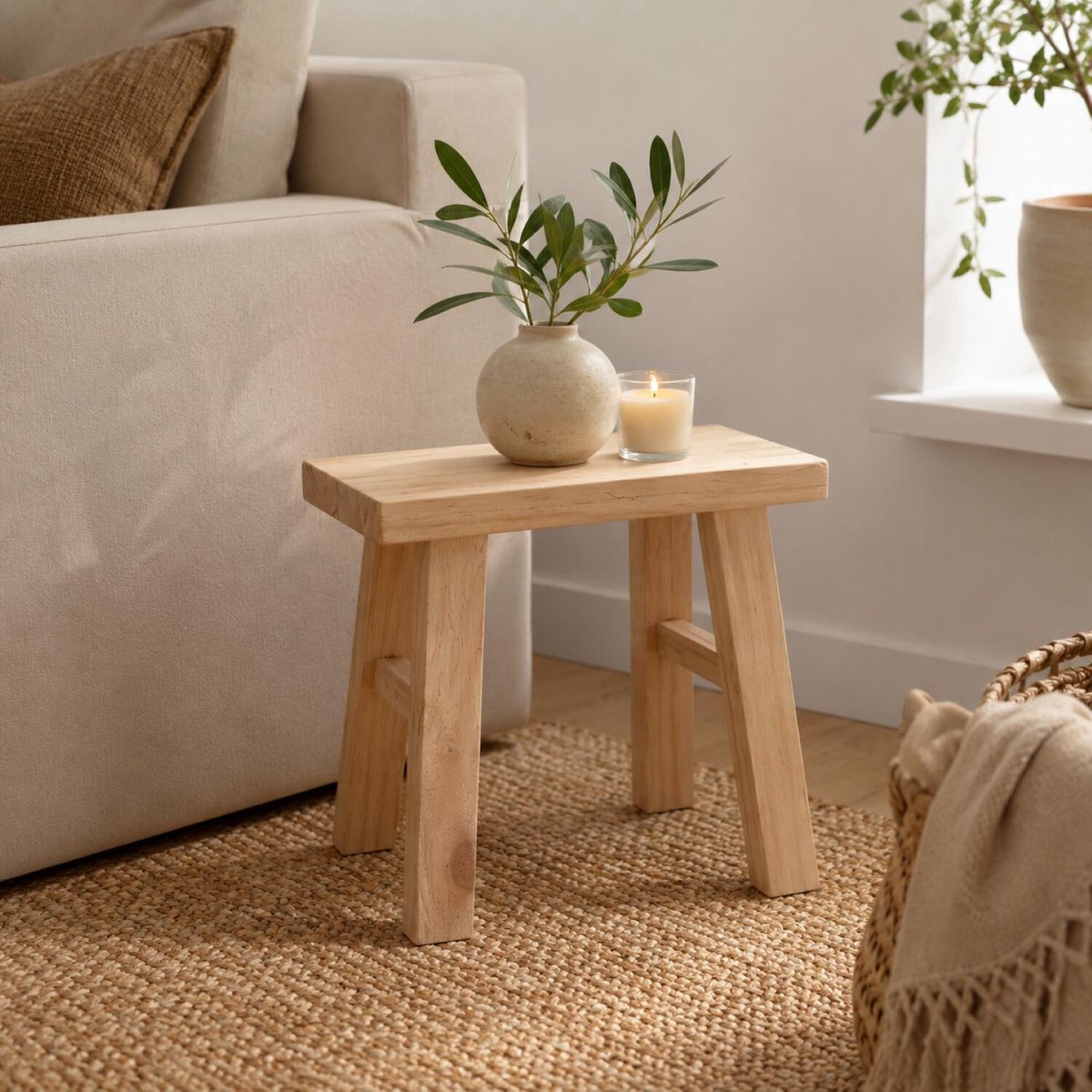 DK Design Krukje - teak hout - 31 x 19 x 25 cm - opstapje - krukje hout - planten krukje - voetenbankje