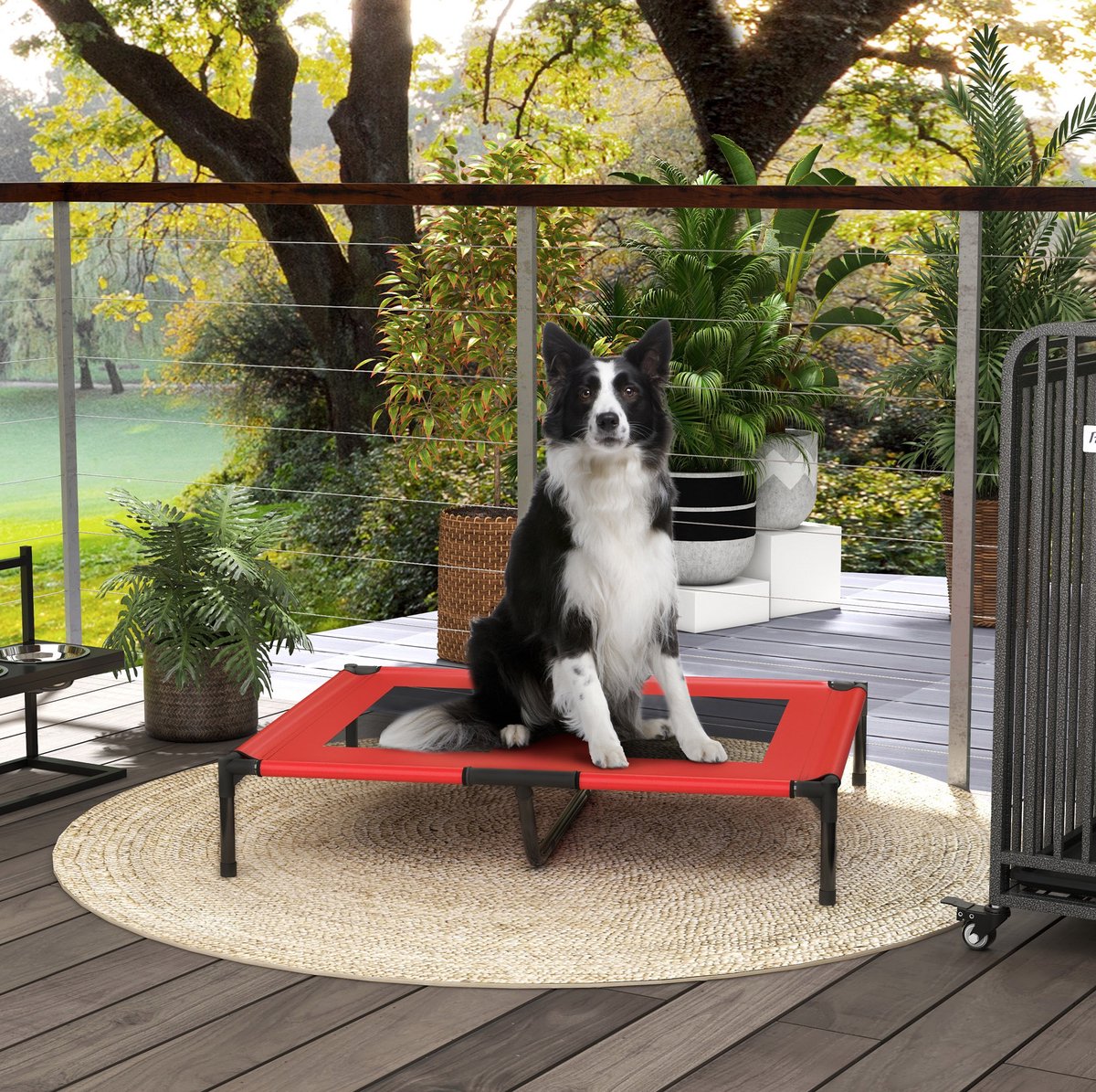 COVREO Verhoogd hondenbed 92x76x18 cm rood, Oxford stof ademend