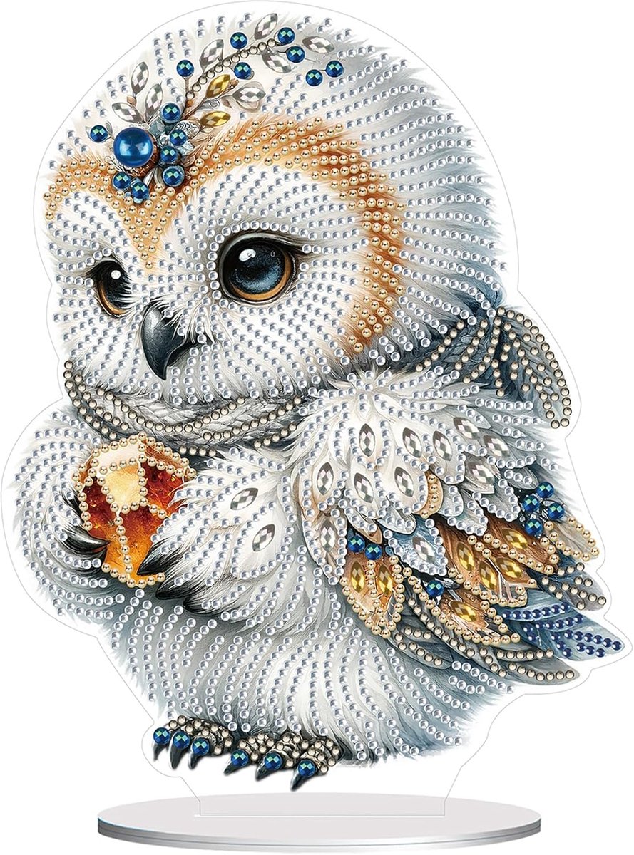 DIY 5D Diamond Painting Desktop Ornament, Diamond Painting Staander, De uil