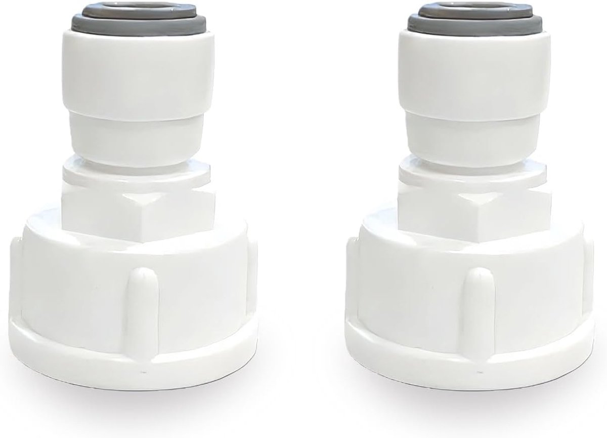 2 stuks water snelkoppeling adapter - 1/4" RO water rechte buisfitting naar 3/4" vrouwelijk, waterfilter aansluitingsadapter, dubbele afdichting RO snelkoppeling adapter