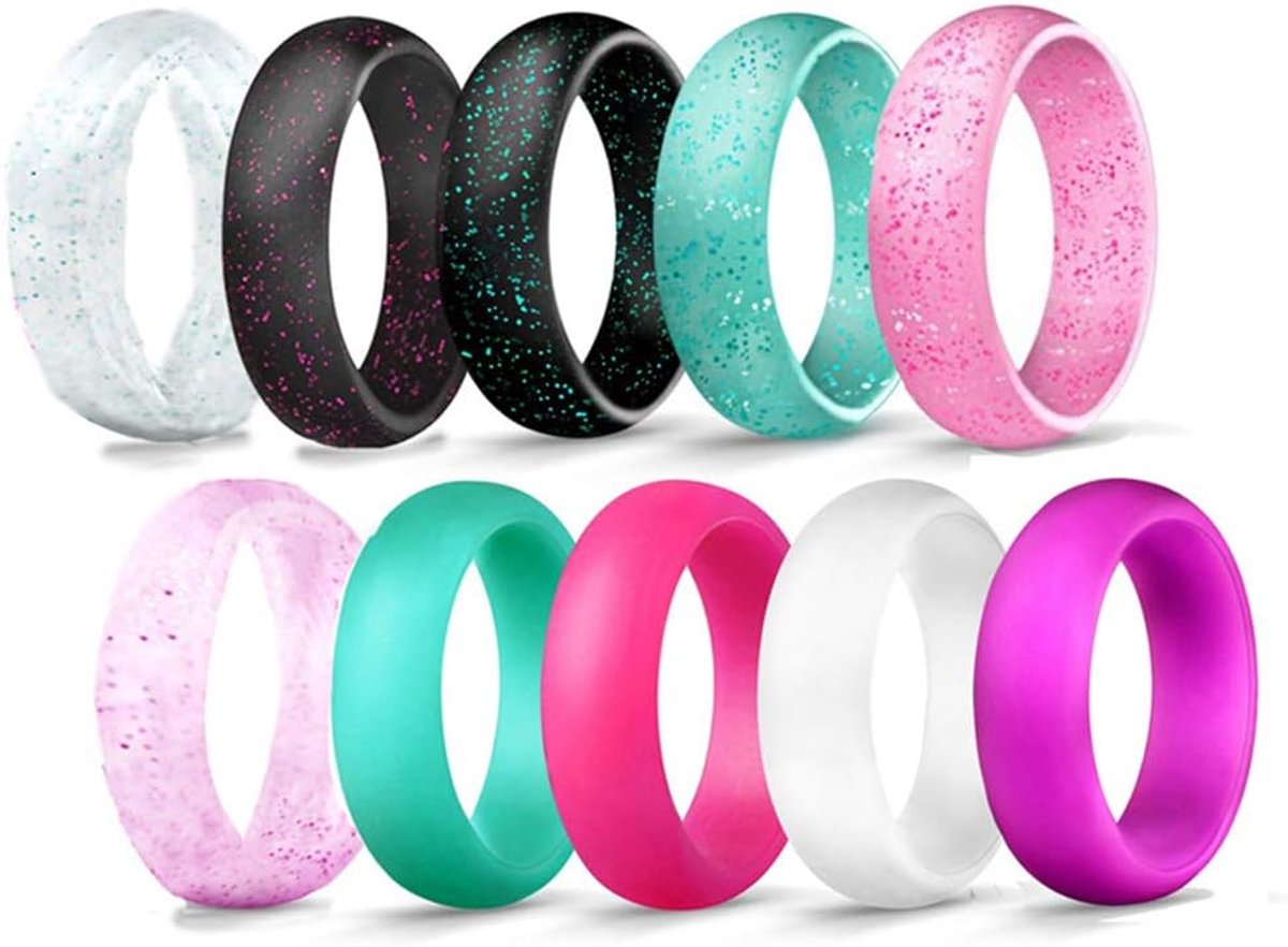 Ringen Vriendschapsringen Siliconen Rubberbanden Knuckle Vingerknokkels Stapelen Ringen Huwelijk Verlovingsringen Glinsterend 10 Stuks Set, 5,7 mm, Siliconen