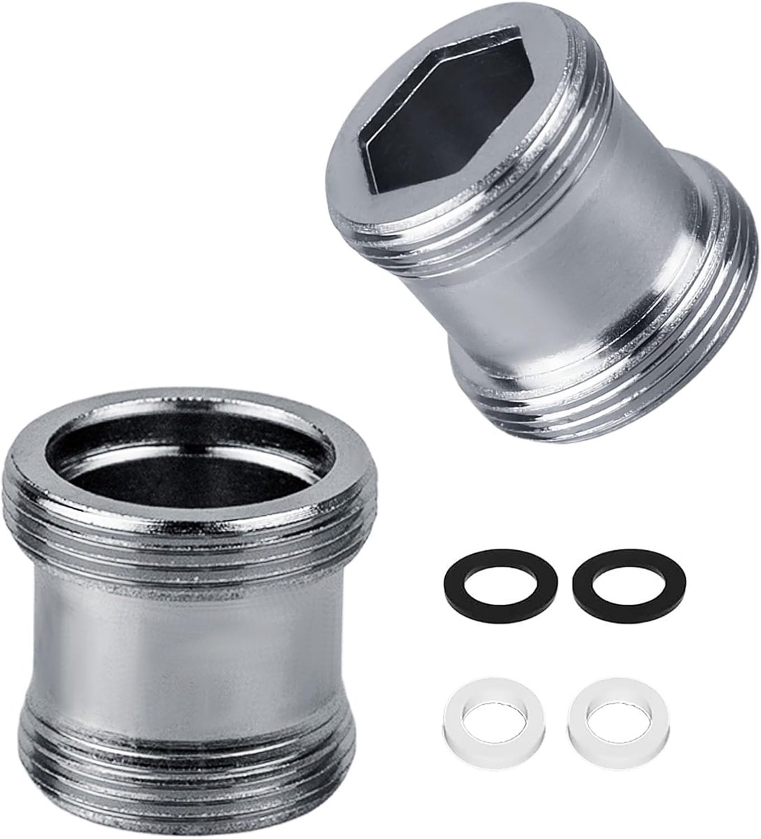 Set van 2 kraanadapters M16 naar M22 - Schroefdraadadapter voor buitendraad M16 en M22, ideaal voor beluchters en spoelbakken