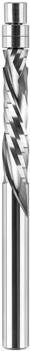 Afschuiningsfrees 6 mm Schacht Kopieerfrees voor Bovenfrees Op & Neer Compressie Hardmetalen Spiraalfrees Snijbreedte 28 mm Spiraalgroef met dubbel kogellager Onderzijde voor Houtbewerking