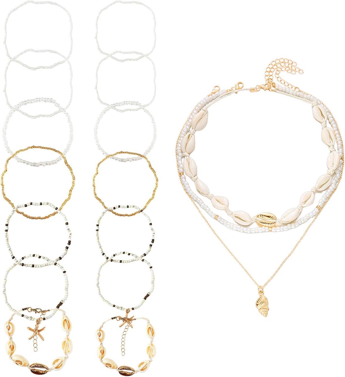 15 Stukken Van Shell Accessoires, Strand Reizen Accessoires, Handgeweven Decoraties, Verjaardag Vakantie Geschenken, Dagelijkse Reizen Dragen.