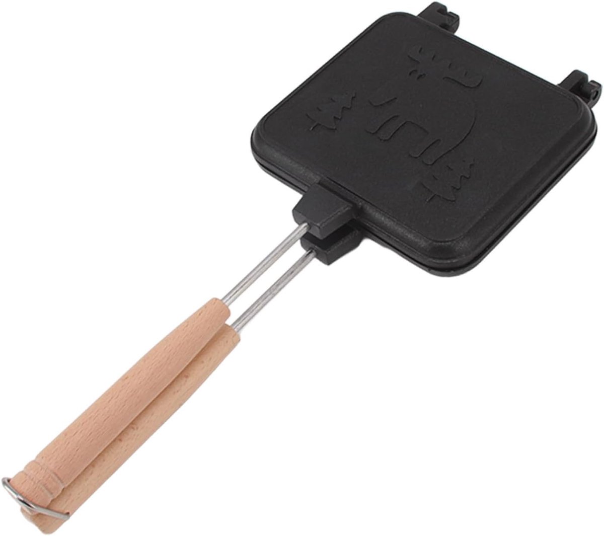 Dubbelzijdige koekenpan, non-stick sandwichmaker ontbijt flip pan met afneembaar handvat, mini wafelijzer grillpan voor thuis koks toasties, ontbijt binnen, buiten