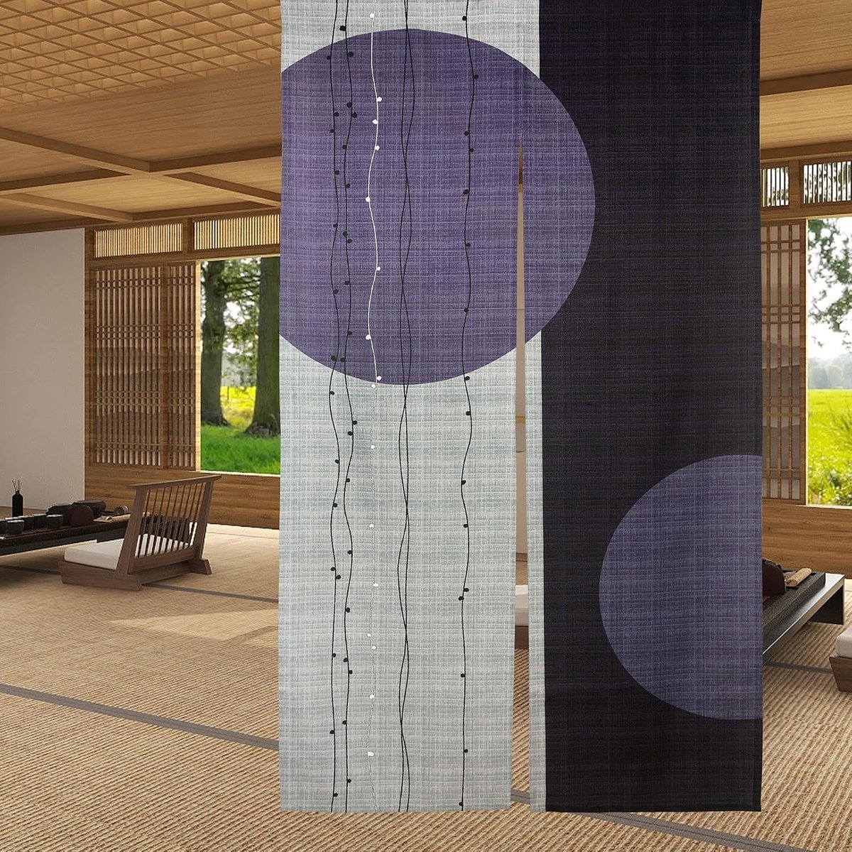 Japanse Noren deuropening gordijn lang type cirkel patroon bedrukte deur wandtapijten raambekleding voor woondecoratie 85 x 150 cm