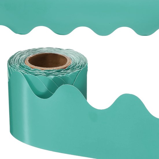 Prikbordrand, 12,5 meter poster schoolbord kurk decoratie trim geschulpte randen muurdecoratie voor klaslokaal kantoor locker, blauw groen