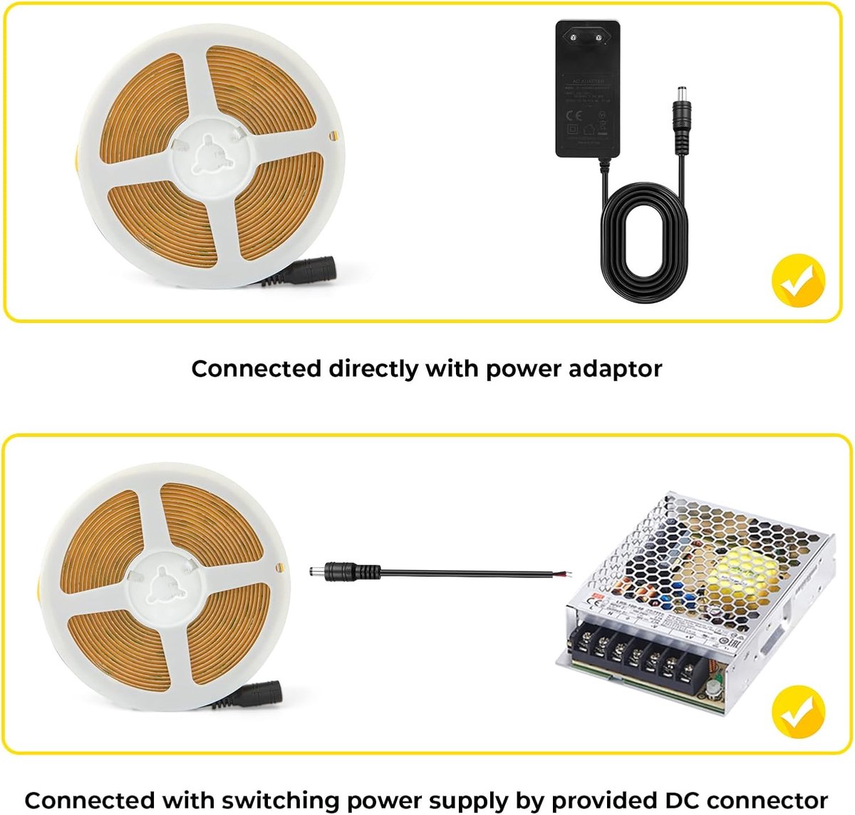24V COB LED-strip, 8 mm Breed, CRI 92, 9w/m, 90 lm/w, 320 LED's/m, Inkortbaar, Flexibele LED-strip voor Onderkastverlichting, Achtergrondverlichting (zonder voeding), 10m, Warm wit, 2700K