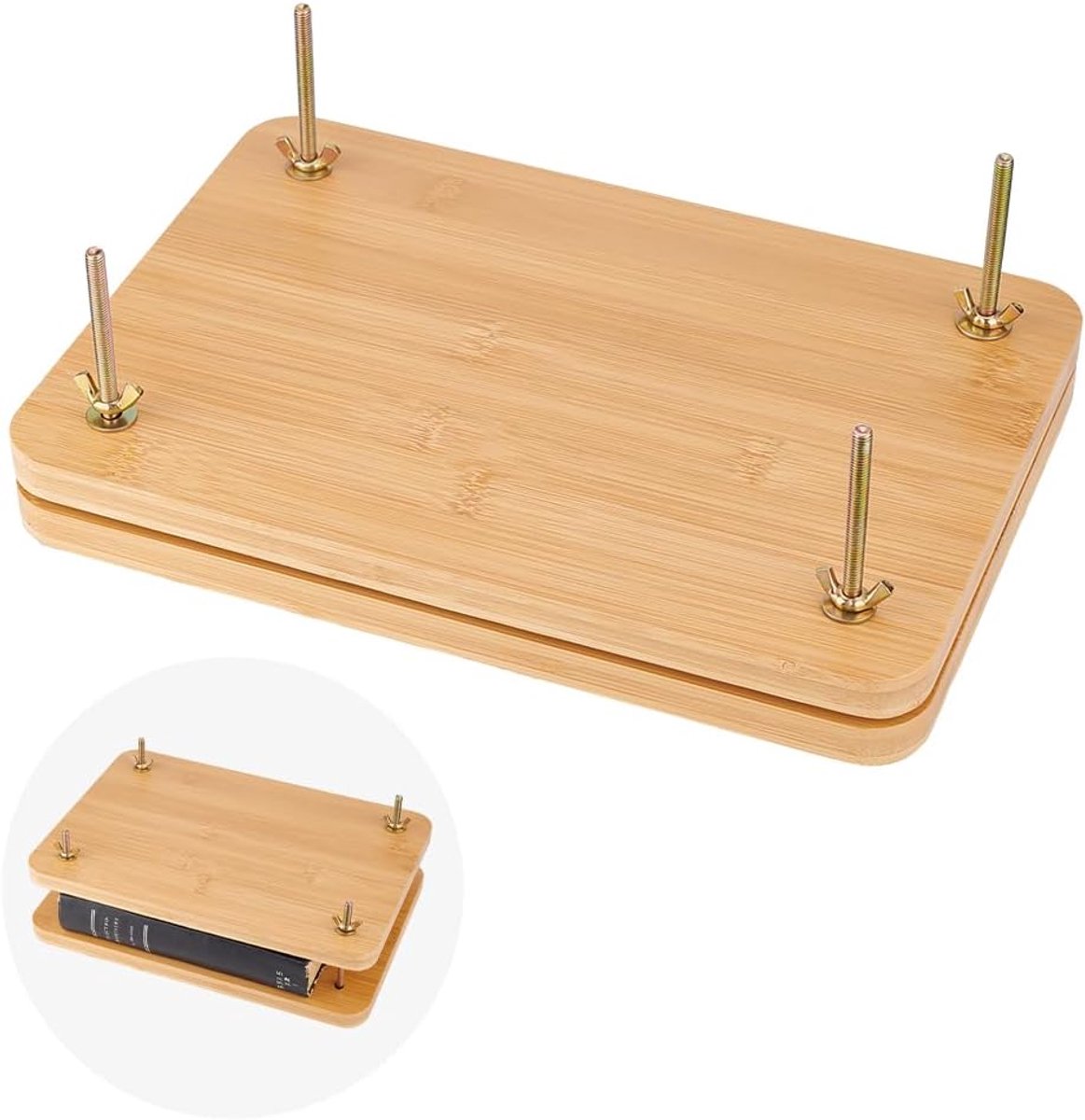 Houten Boekbindsets Boekpersgereedschap 29,5x20x10,2 cm Rechthoekige Houten Boekpers Boekgereedschap Draagbare Houten Boekpers Boekbinden met 4 Stks Schroeven voor Boekbindbenodigdheden