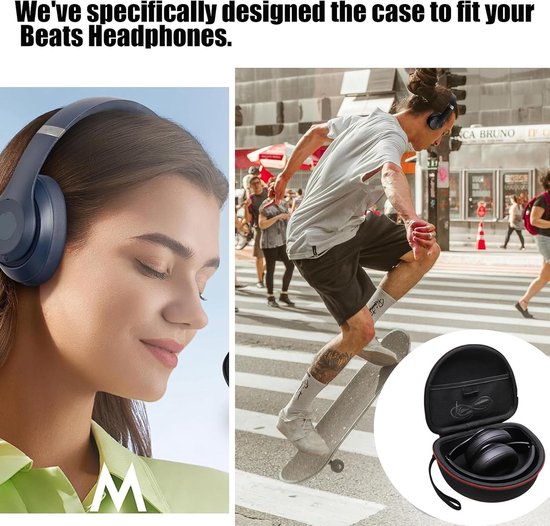 Eva hoofdtelefoon-beschermhoes voor Beats Headphones, 19,5 x 29 cm, zwart, met netvak en zachte pluche voering van eva — afbeelding 3