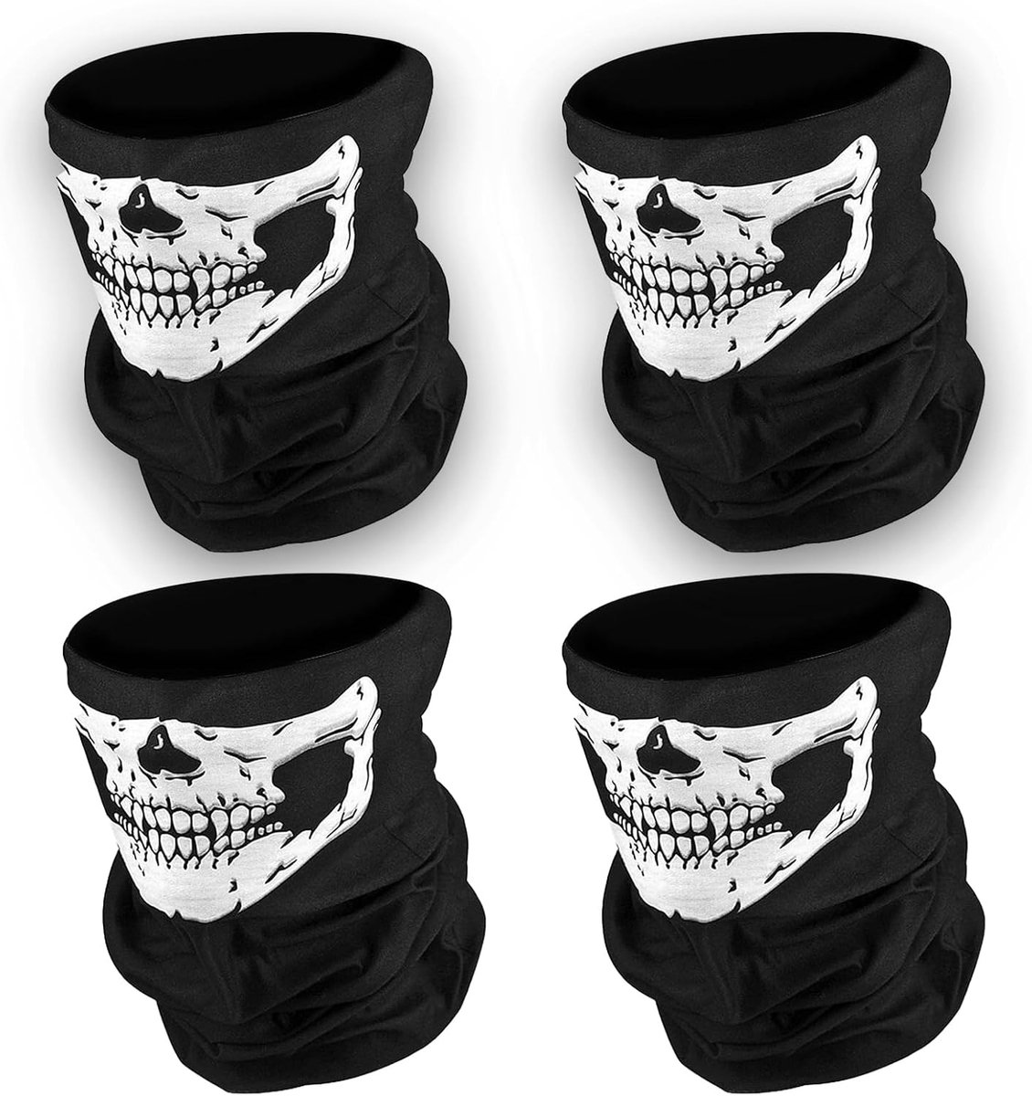 4 stuks bivakmuts, doodshoofd-masker, motorhalsdoek voor heren, geestmasker, Call of Duty, bivakmuts met doodskop