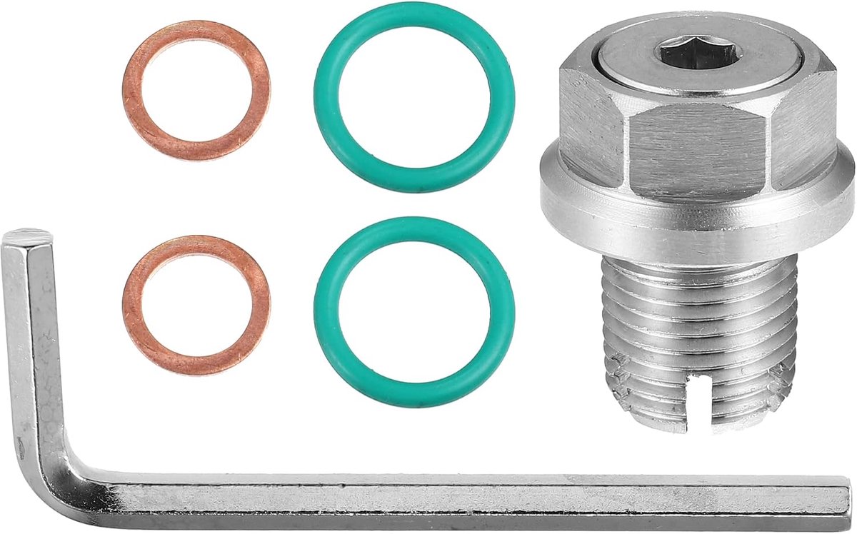 ABSOPRO 1 Set M14.1-1.25 x 15mm Auto Oversize Piggyback Olieafvoerplug Kit | zilver, voor reparatie van oliebakken, schroefdraad M14 x 1,25 x 15 mm, O-ringen, afdichtingen