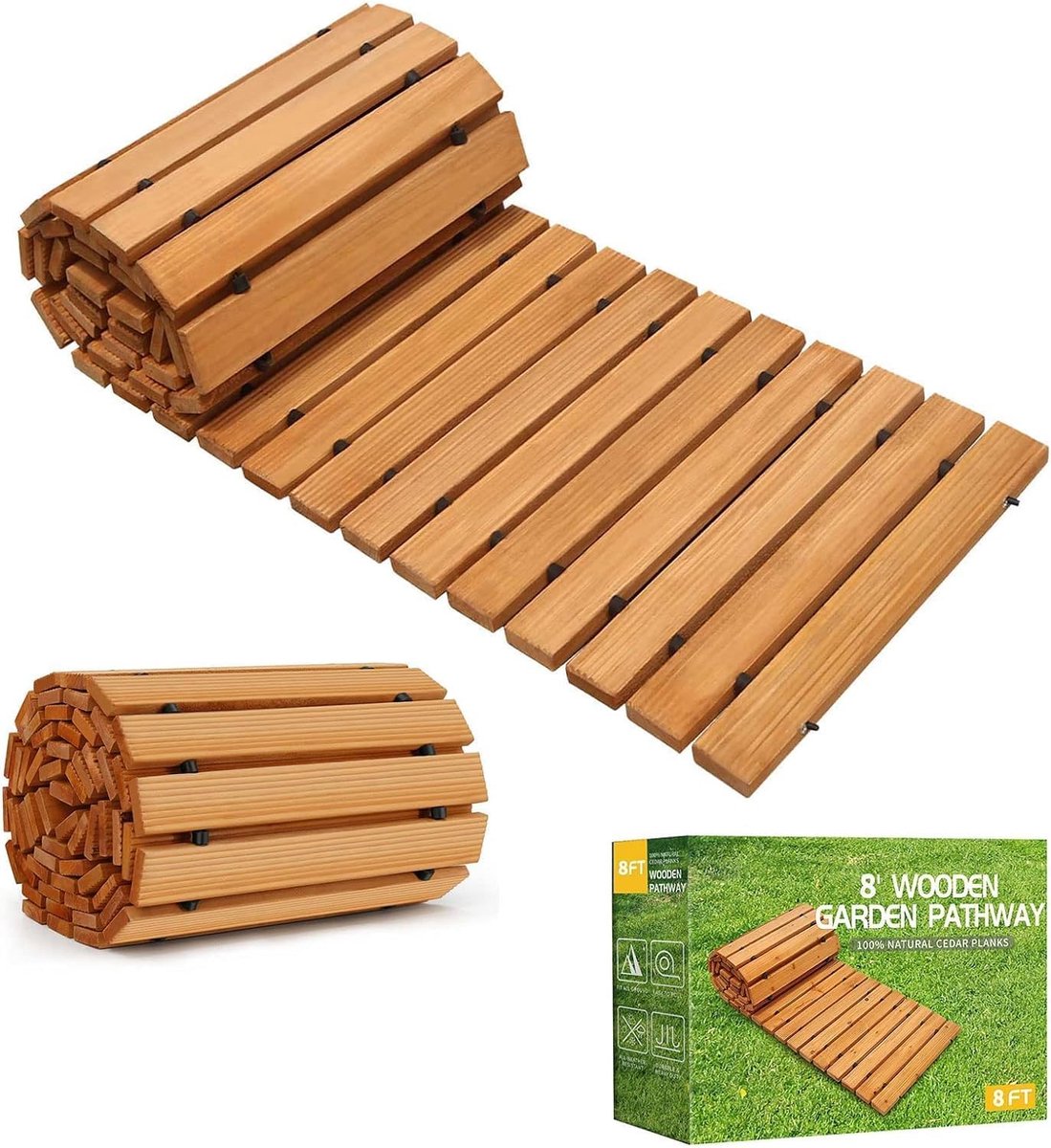 Houten Tuinpaden 243 x 43 cm - Roll-Out Hout - Duurzaam en Robuust - Perfect voor Buiten - ShopVlot