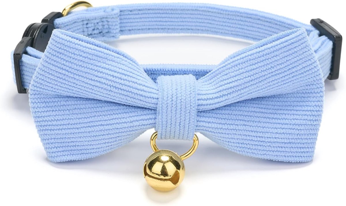 SnelShoppen - Ultra-zachte natuurlijke katoenen corduroy halsband voor gevoelige huid katten, lichtgewicht kittenhalsband met snelontgrendelbare gesp