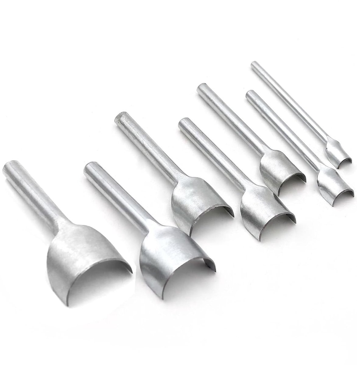 Leren stansgereedschapsset, 7-delig (10-40 mm), halfronde leerbewerkingsgereedschappen van A3-staal, scherp en verzinkt, voor riemen, tassen en doe-het-zelf handwerk