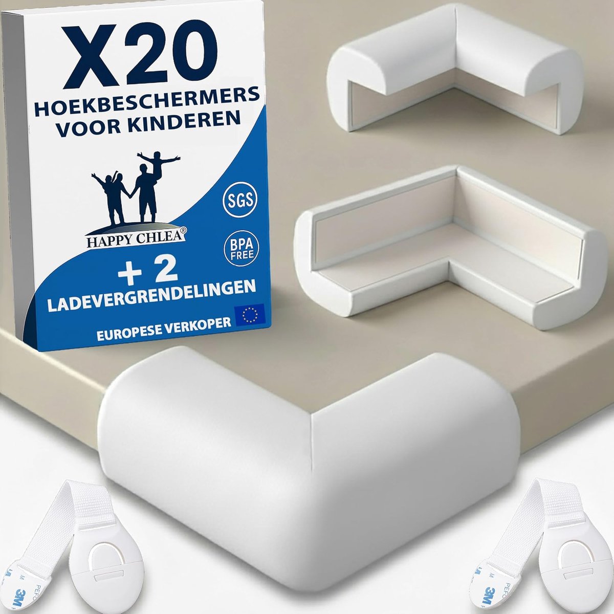 Rubberen Hoekenbescherming voor Baby - Actieve Schuimtechnologie - 20 Zachte Hoekbeschermers - Veiligheid voor Meubels - ShopVlot