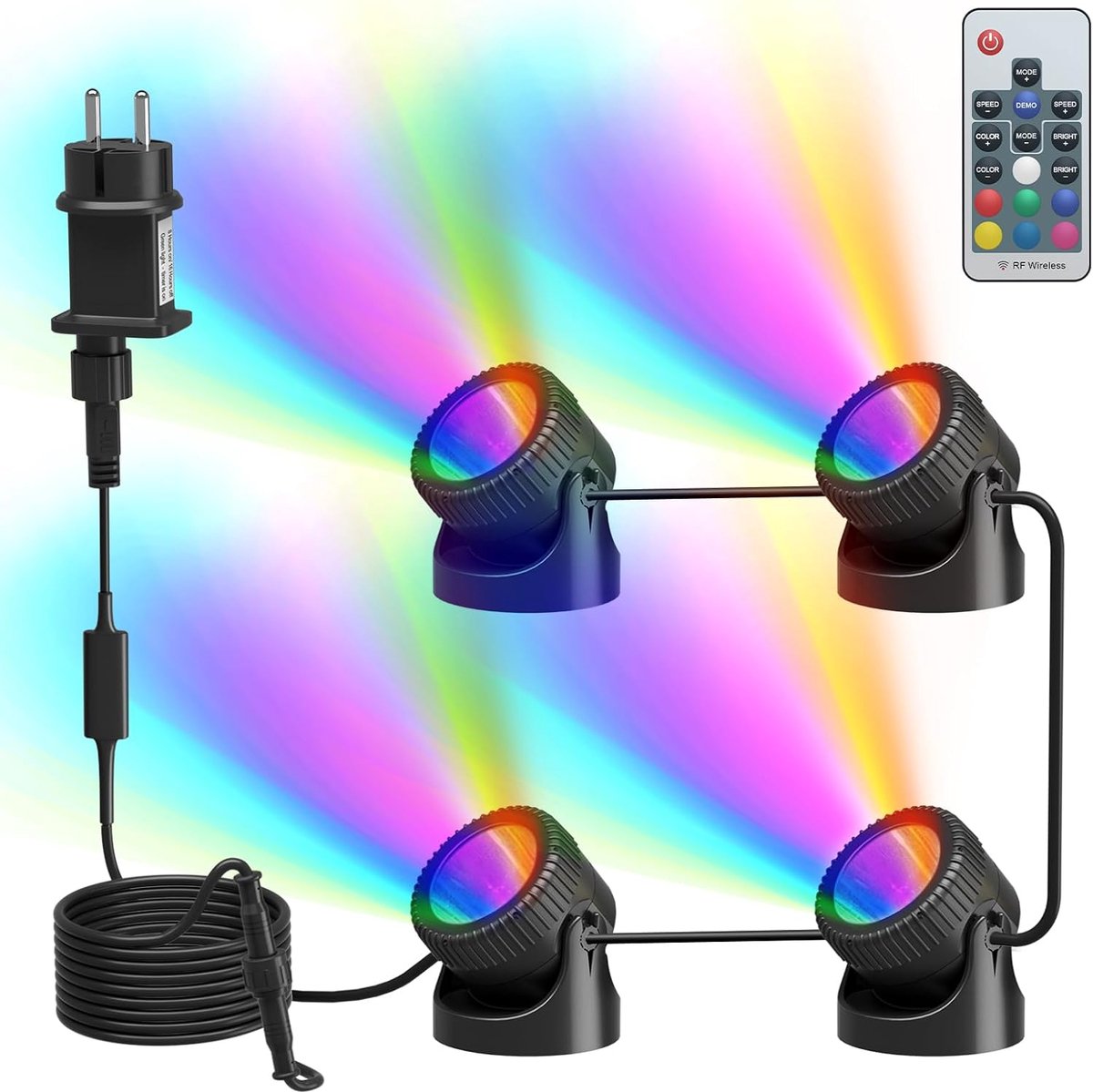 Vijververlichting, led, onderwaterverlichting, schijnwerper, zwembadverlichting, onderwaterlicht, IP68 waterdicht, vijverlicht met afstandsbediening, voor zwembad, vijver, tuin, boom