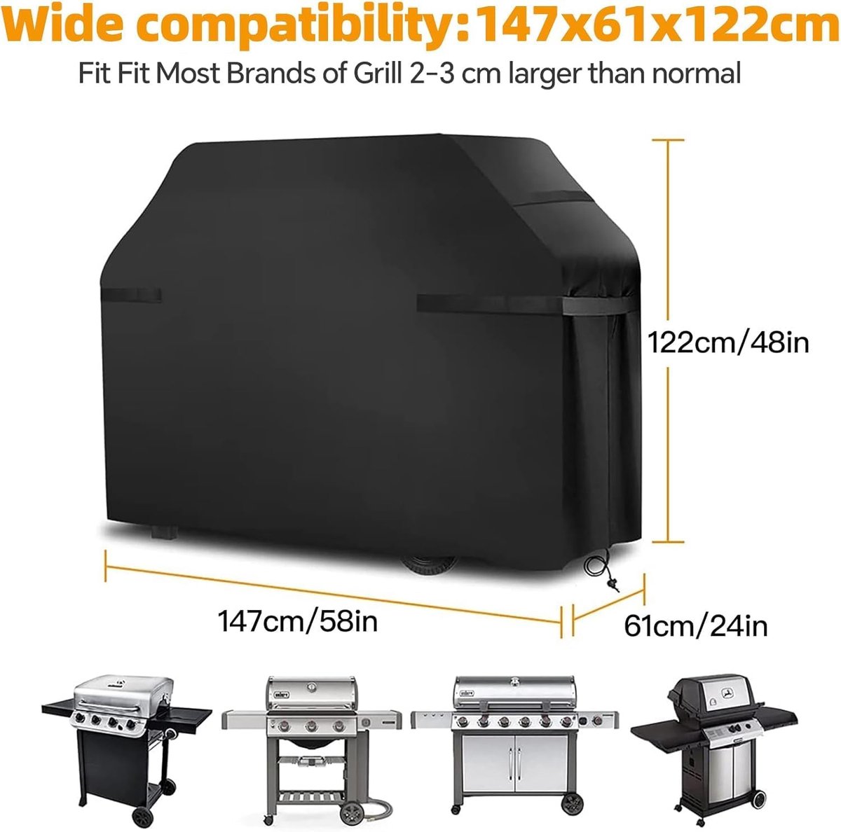 SnelShoppen - Outdoor Waterdichte BBQ Cover - All Weather Bescherming - Wind/UV/Moisture Proof (132 x 66 x 109 cm) - Tuin, Camping, Feest