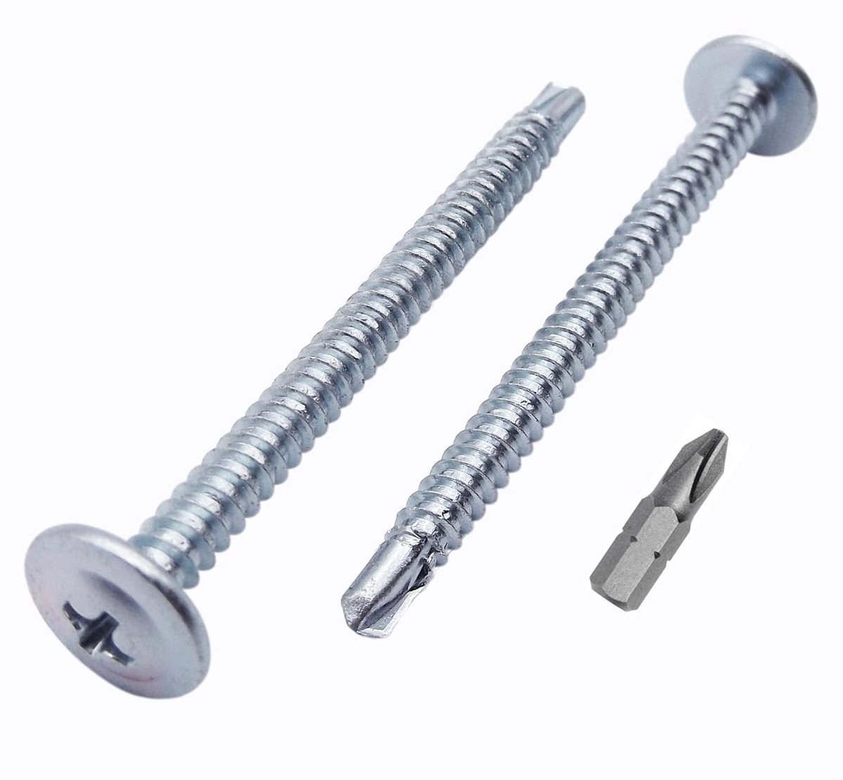 (60 stuks) verzinkt stalen 4,2 x 60 mm schroeven, kruiskop met gemodificeerd halsspanhoofd, zelfborende plaatschroef, zelfsnijdend (60, 4,2 x 60 mm)