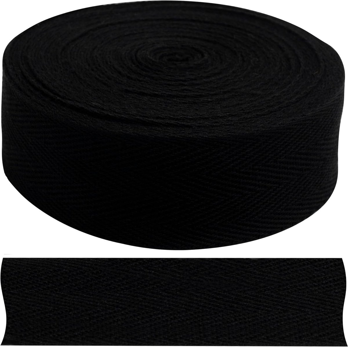 - C77651 - kepergalonband met visgraatpatroon 9 meter x 30 mm - katoen - kleur zwart