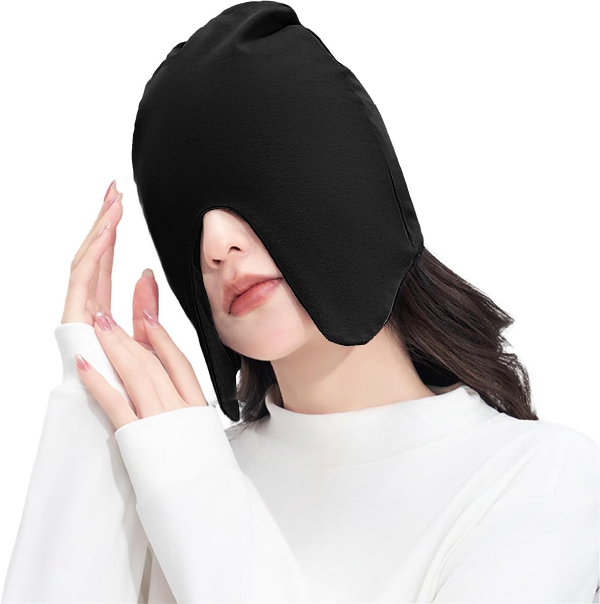 slaapmuts met oogbescherming, katoen, dubbellaags slaapmuts, nachtmuts, oogmasker, slouch beanie, muts voor de slaap, als nachtmasker en slaapmuts voor dames
