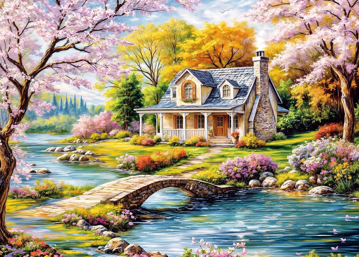 1000 stukjes voor volwassenen, klassiek leerspel mooi dorp prachtige decoratie puzzel geschenken