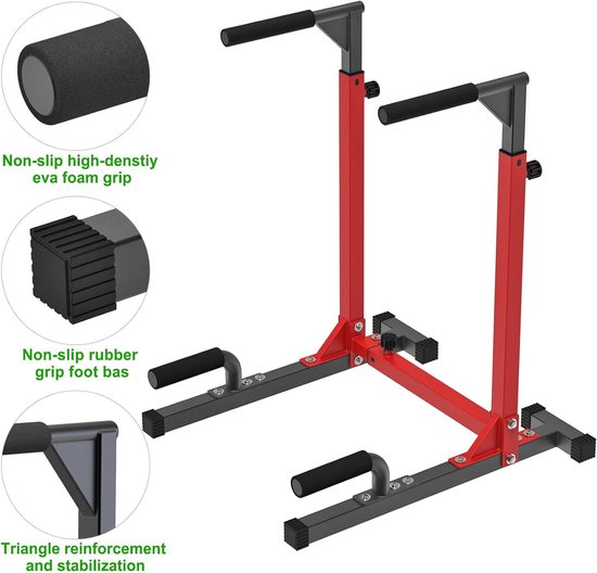 Calisthenics Dip Bars, in hoogte verstelbaar dipstation, hoogwaardige dipbar, multifunctionele parallelle staven voor krachttraining in de sportschool — afbeelding 4