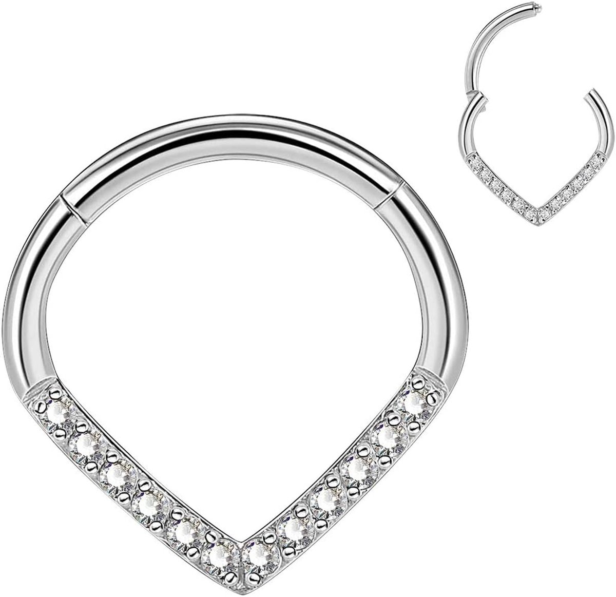 Crareesi Mania Teardrop Daith Oorbellen Hoop Scharnierende Clicker Ringen 16G Helix Kraakbeen Oorbellen Hoop 316L Rvs CZ Helix Tragus Daith Septum Clicker Sieraden