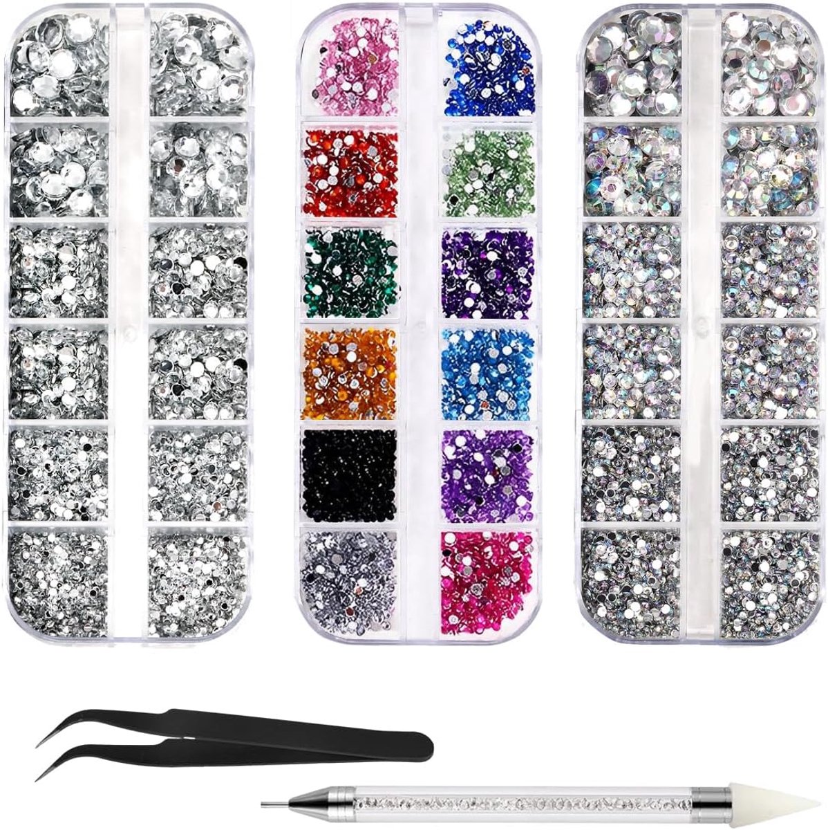 4600 Stuks Gemixte Nail Art Kristallen Met Ophulpstukken Voor Decoratie | Glanzende Strass Voor Nagels, Kleding, Gezicht En Creatieve Handwerken