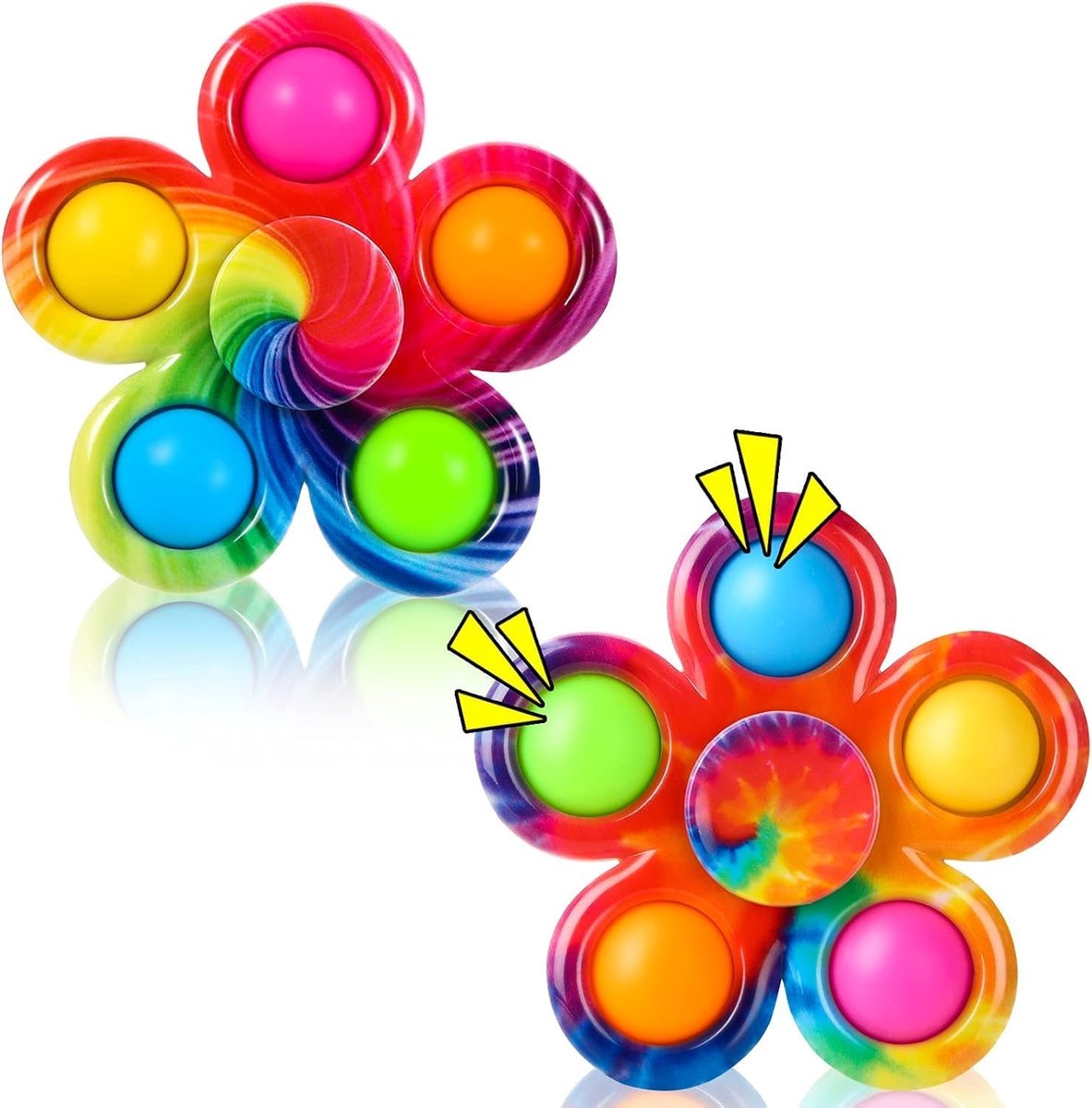 2PcsTie-Dye Bubble Fidget Spinner - Leuk en kleurrijk stress ontspanningsspeelgoed voor kinderen en volwassenen - Duurzaam en veilig ontwerp