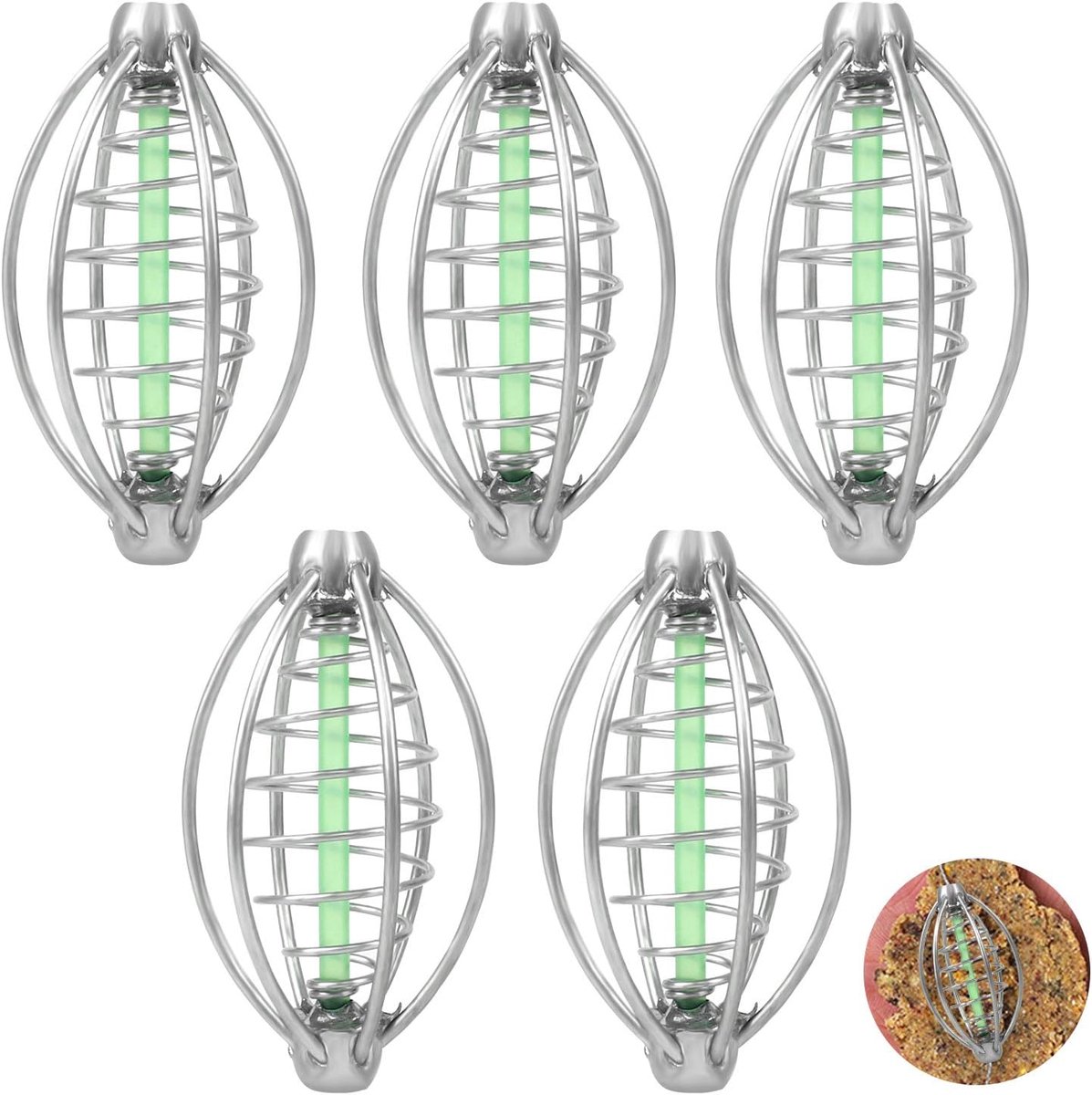 Vissersbuitenkorf 5PCS - Bait Cage Houder - Snelle aantrekkingskracht - Ideaal voor karpervisserij - ShopVlot