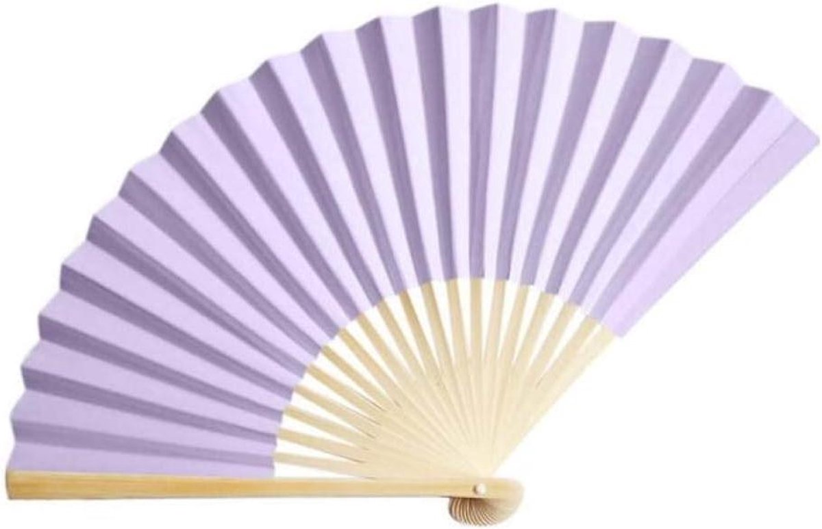 Opvouwbare Papieren Ventilator - Handwaaier Danswaaier - Koelte Blijven - Lichtgewicht Draagbaar - 23 cm Opgevouwen - Lichtpaars
