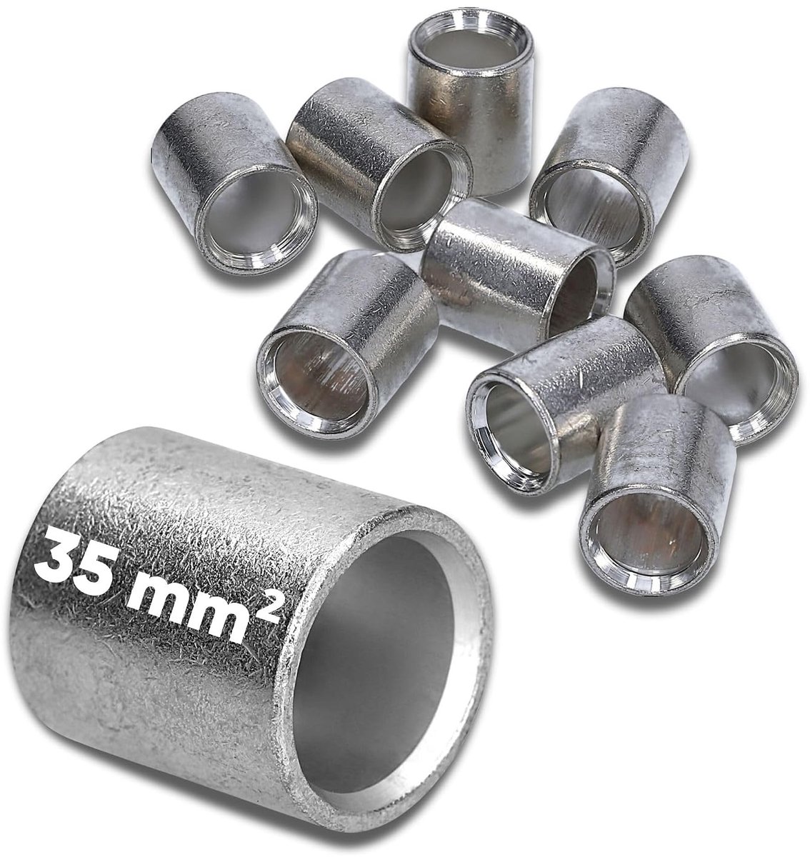 10x Parallelverbinders 35 mm² - Niet-geïsoleerd - Knelverbinders | Blanke stootverbinders voor elektrische installatie, kabelverbinders voor krimpen, industriële kwaliteit, 10 stuks
