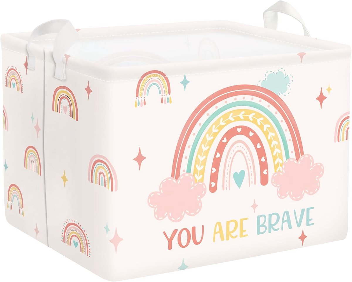 Regenboog Baby Wasmand Opvouwbare Kleding Kinderen Opbergmand Grote Meisjes Gift Speelgoed Doos Bin voor Kinderkamer, Roze, 36L