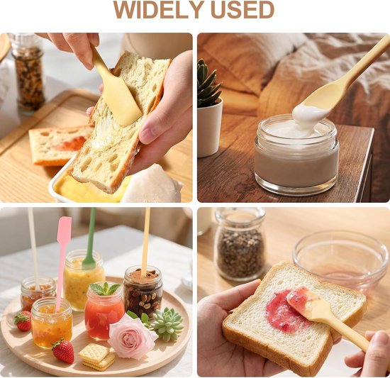 4 stuks keukengerei, 26 x 2,8 cm, deegschraper, siliconen dubbele kop, kooklepelset & deegspatel, kooklepel van siliconen en spatel voor smalle flessen, jam, beauty-lotion (4 kleuren) — afbeelding 5