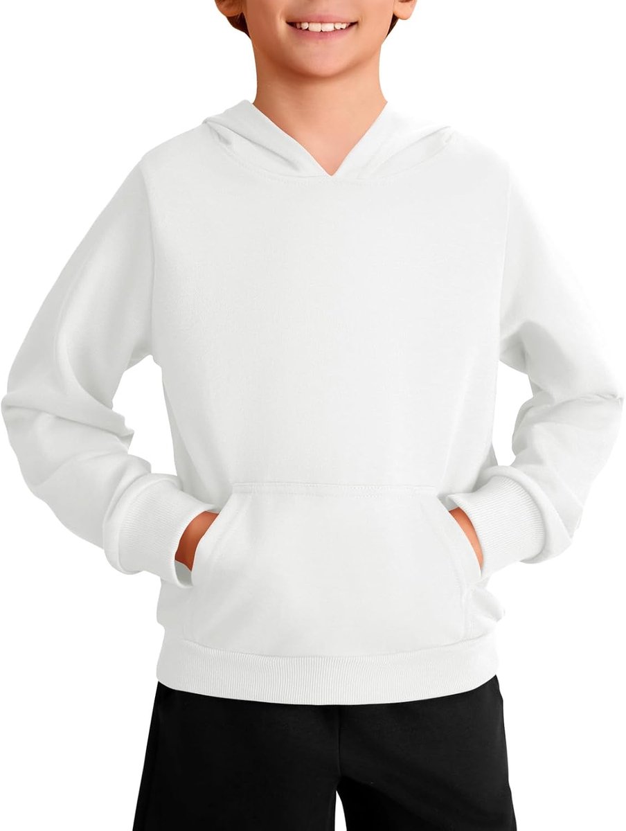 Jongens capuchontrui lange mouwen mode hoodie kinderen effen casual regular fit capuchon sweatshirt met kangoeroezak 5-14 jaar