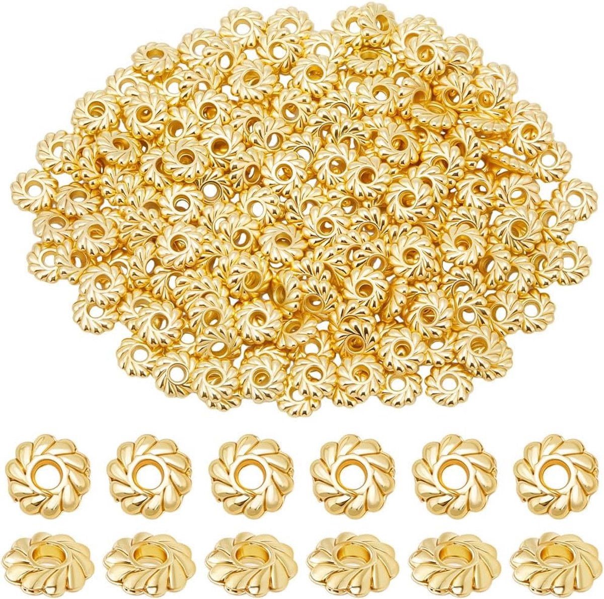 1 doos 50pcs goud bloem spacer kralen 18k guld vergelaten legering 4.8 mm Daisy spacer kralen voor armband halsband Oorring juweliersmaken
