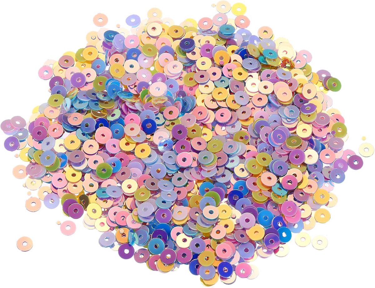 Pailletten, 4 mm, bulk cup, pailletten, borduurwerk, pailletten, pailletten met gaten, voor het maken van sieraden, knutselen, make-up, nagels, regenboogkleur