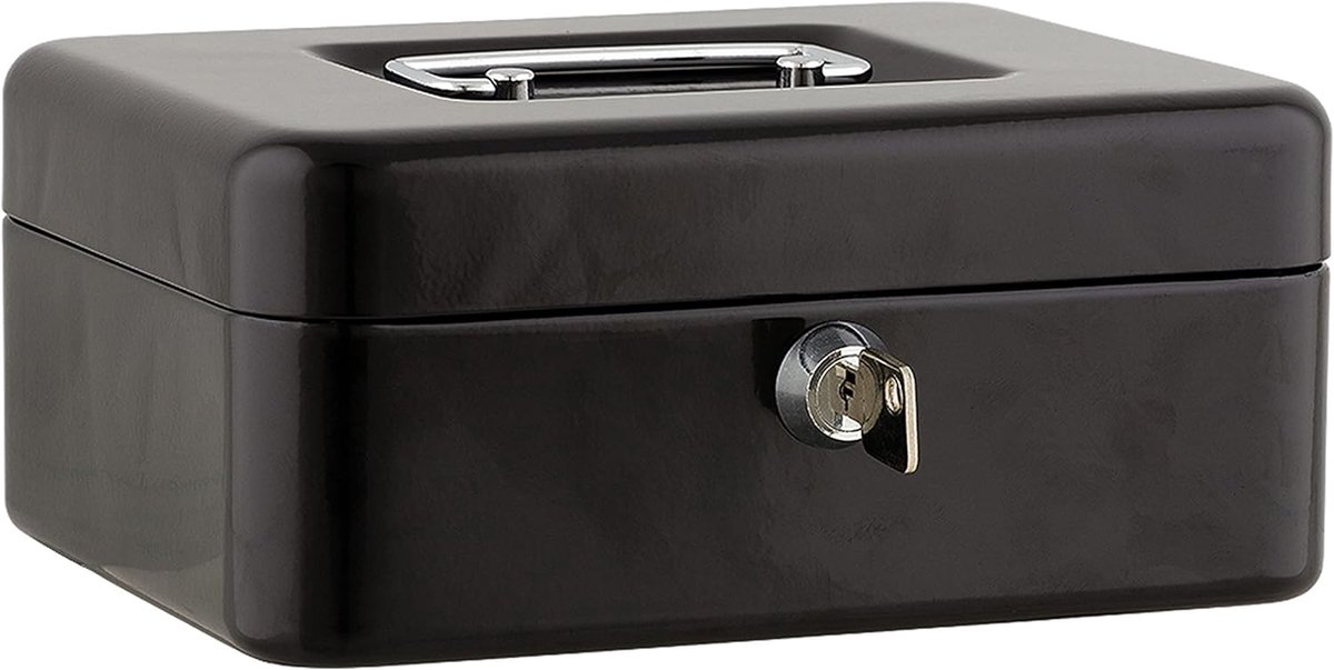 SAX geldcassette 20x16x9 cm, 5 vakken munteninzet, BLACK