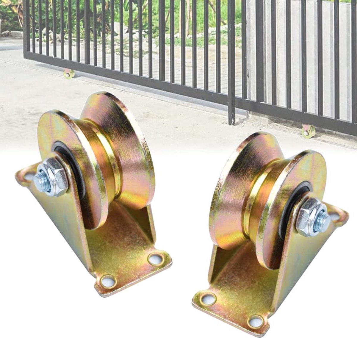 2 stuks vaste loopwielen, schuifpoortwielen, zware vaste wielen, V-groefwielen, voor omgekeerde rails, industriële machines, draadkabelrails, sterk draagvermogen, geluidsarm, 50 mm
