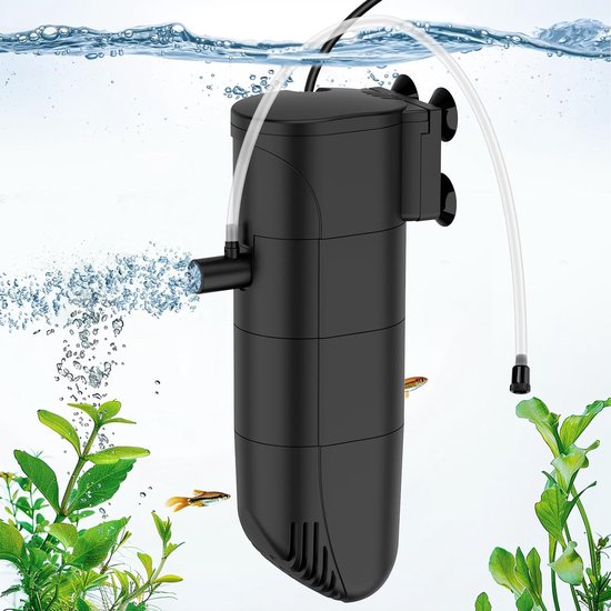 fishkeeper Aquariumfilter, binnenfilter, 13 W debiet, 700 l/u, aquariepomp met filter, drievoudige schone filtering voor 250 liter aquarium